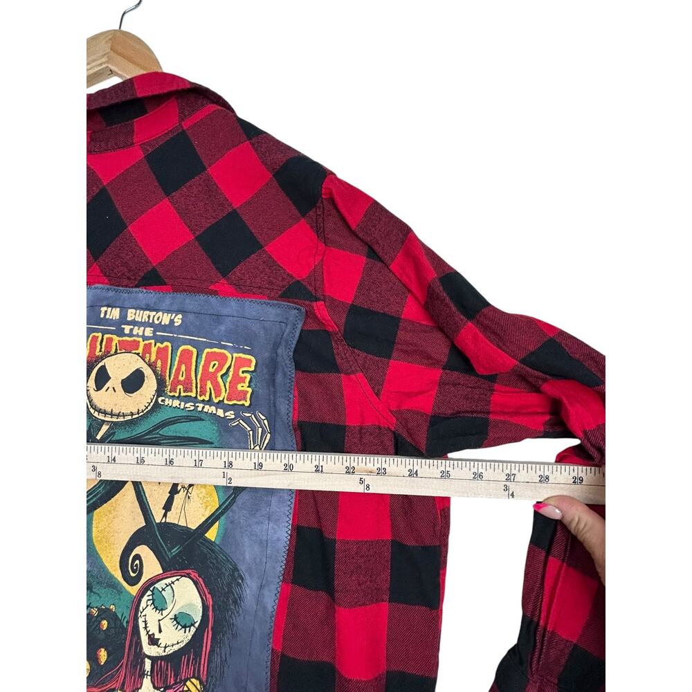 The Nightmare Before Christmas Upcycled Buffalo Plaid Flannel Shirt XXL - Picture 6 of 11